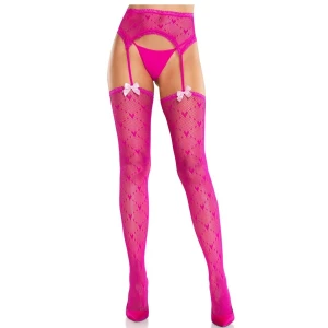 LEG AVENUE - MEIAS CORAÃÃO COM LIGAS MAGENTA